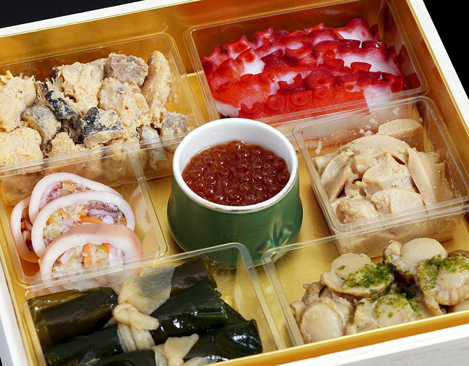 駒嶺商店 旬の津軽海峡 お刺身海鮮おせち 全12品二段重 木箱入り 冷凍 豊洲市場ドットコム