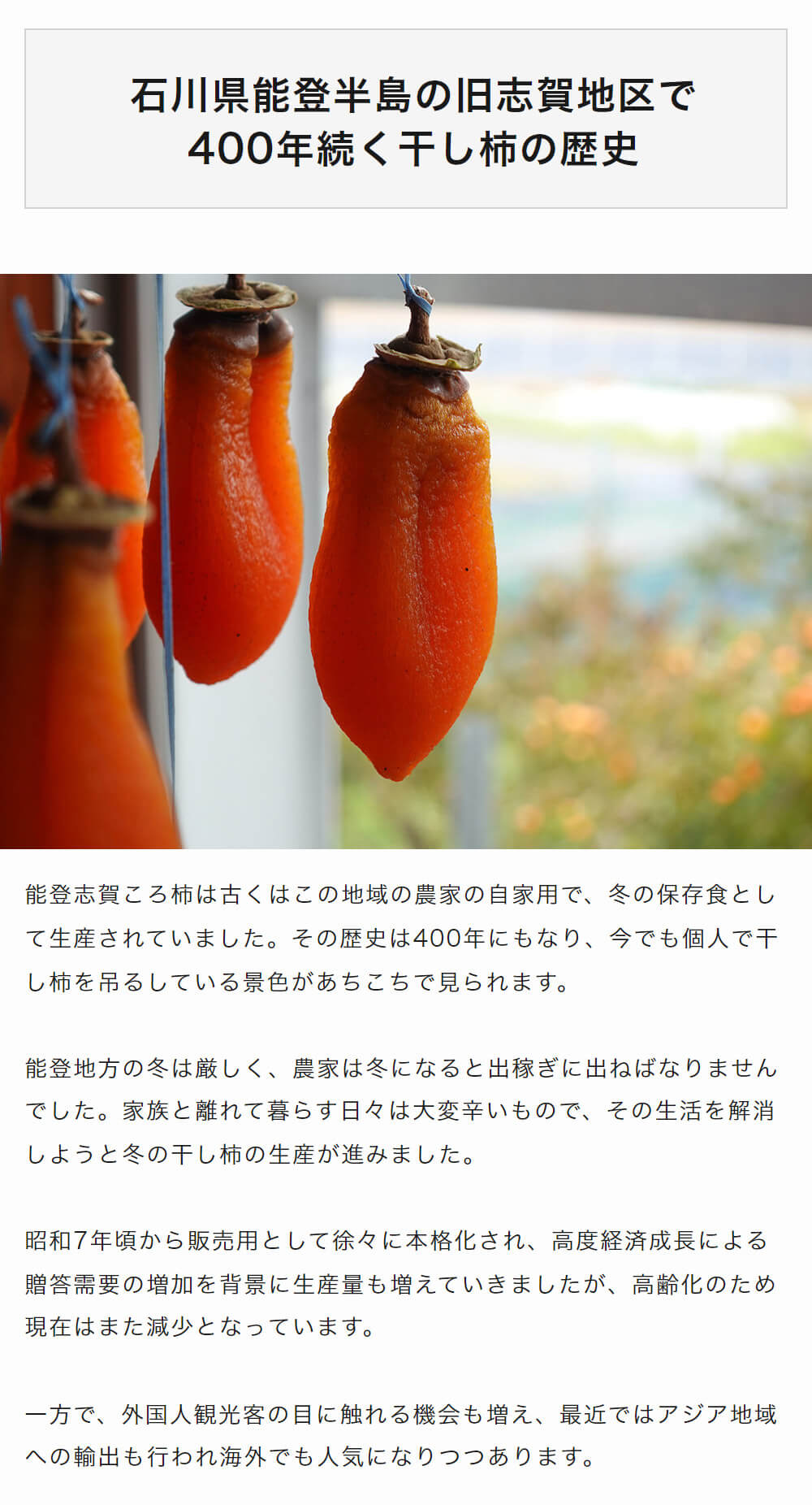 GI能登志賀ころ柿｜豊洲市場ドットコム